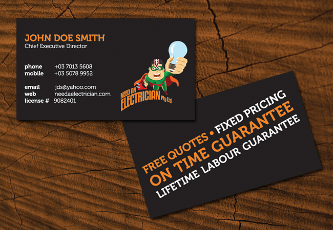 Business Card Design by M.U. Designs for Need An Electrician Pty Ltd | Design #62771