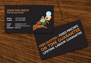 Diseño de Tarjeta de Presentación por M.U. Designs para Need An Electrician Pty Ltd | Diseño: #62771