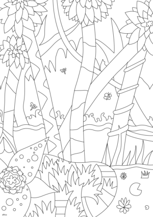 Line drawings for colouring for 2-5-year-old children: Forests, trees and animals | Design Graphique par uandbdeziner