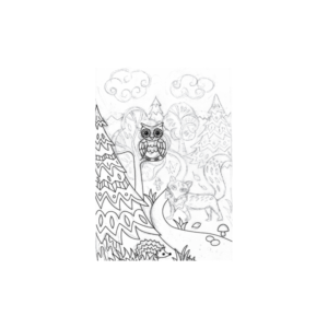 Line drawings for colouring for 2-5-year-old children: Forests, trees and animals | Design Graphique par olpattern
