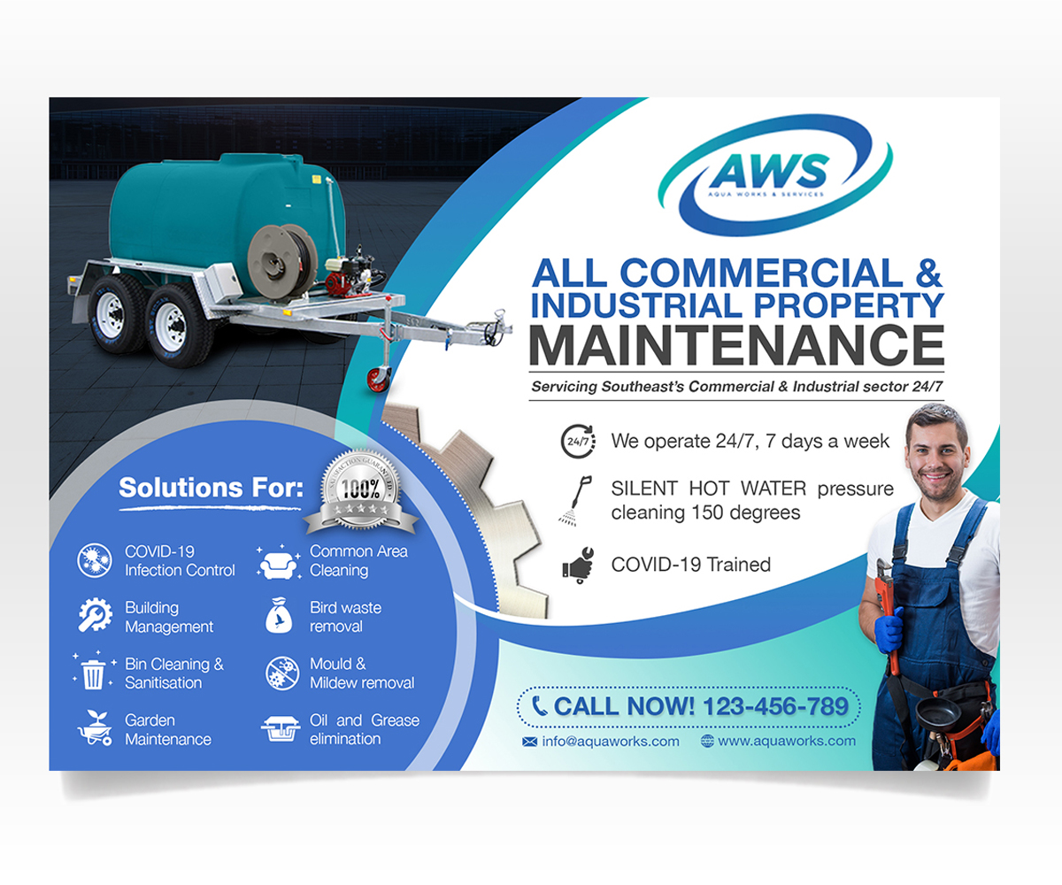 Diseño de Flyer por Luniere Designs para Aqua Works & Services | Diseño #24124898