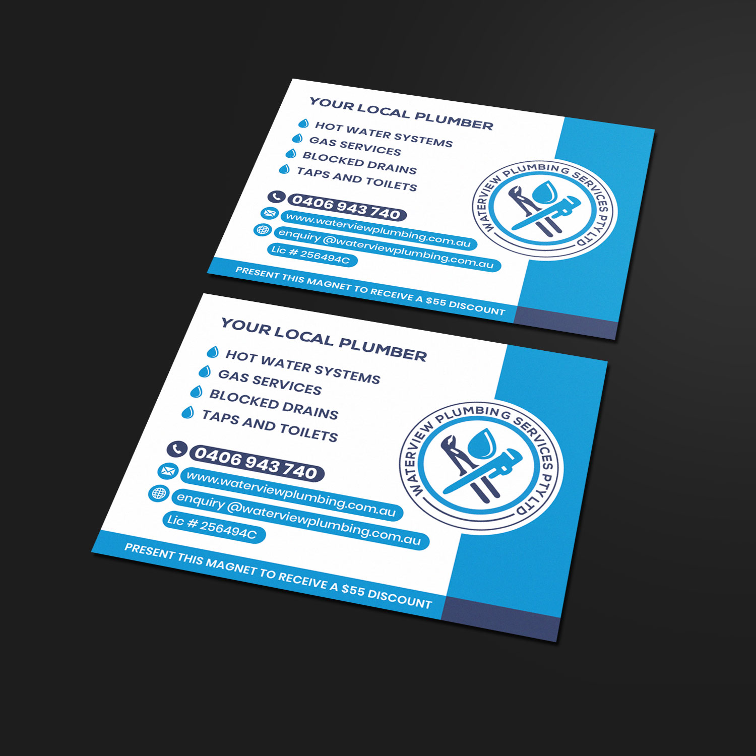 Business Card Design by Sandaruwan for waterview plumbing | Design #24111551