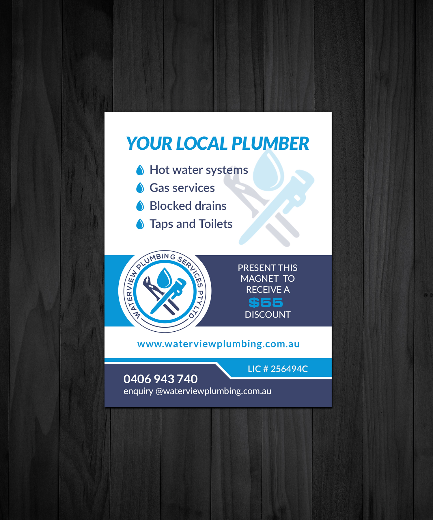 Business Card Design by Creations Box 2015 for waterview plumbing | Design #24095796