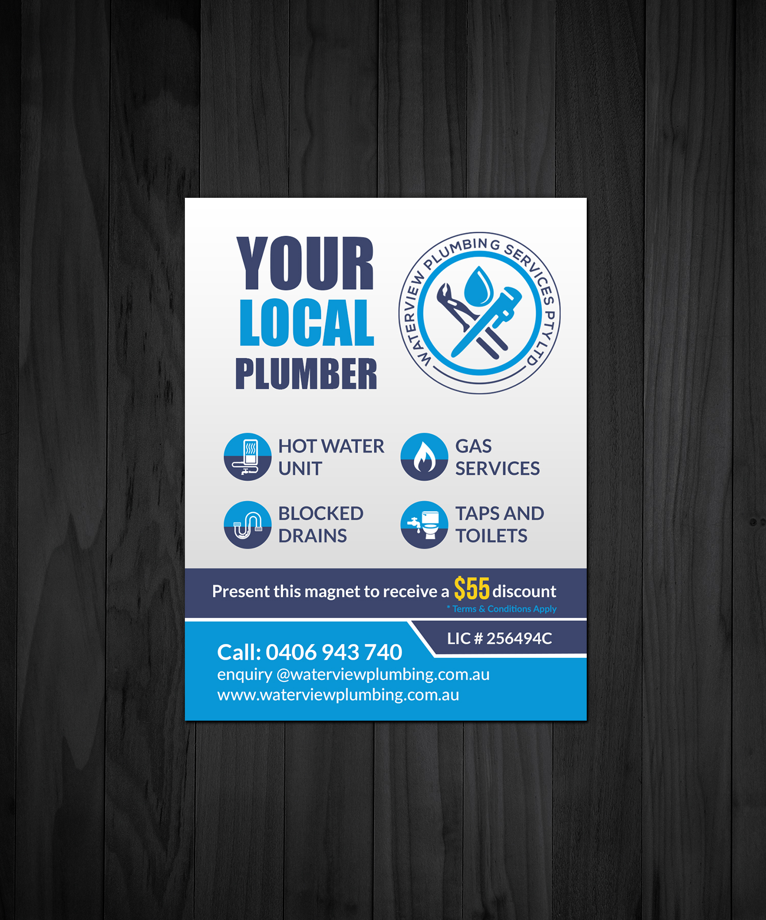 Business Card Design by Creations Box 2015 for waterview plumbing | Design #24096677
