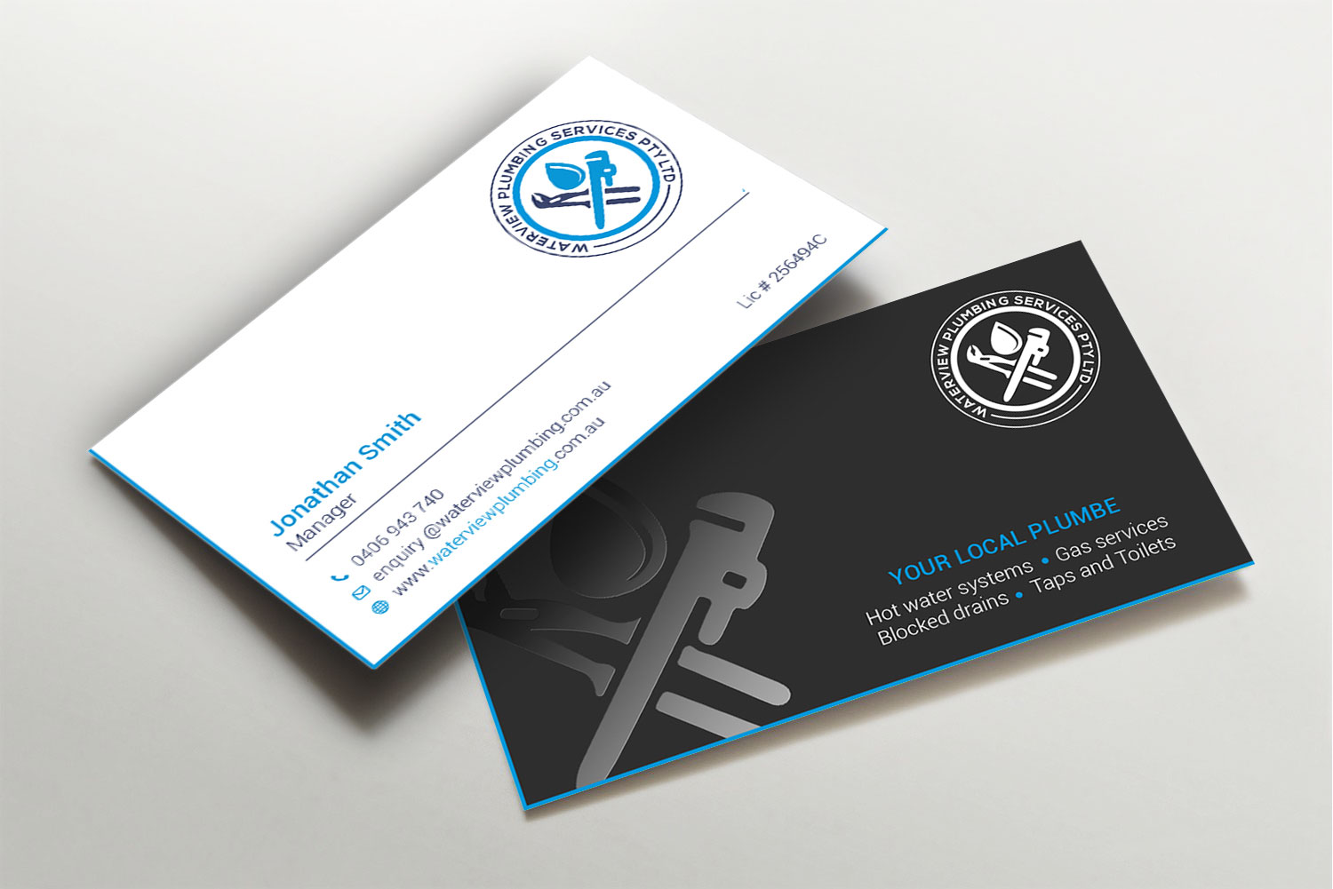 Business Card Design by LAXMI DESIGNHUB for waterview plumbing | Design #24105256
