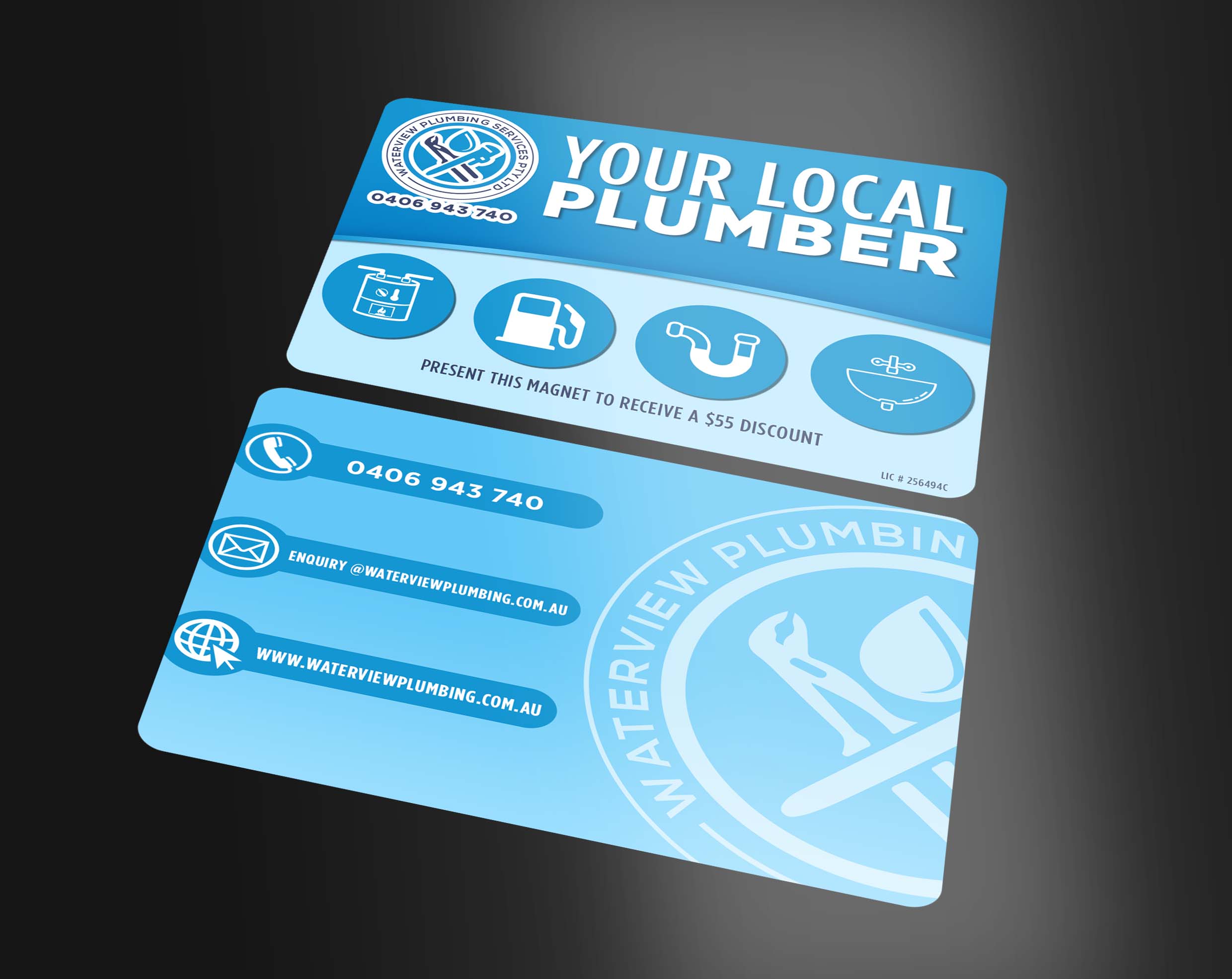 Design de Carte de Visite par lzlrldart pour waterview plumbing | Design #24094005