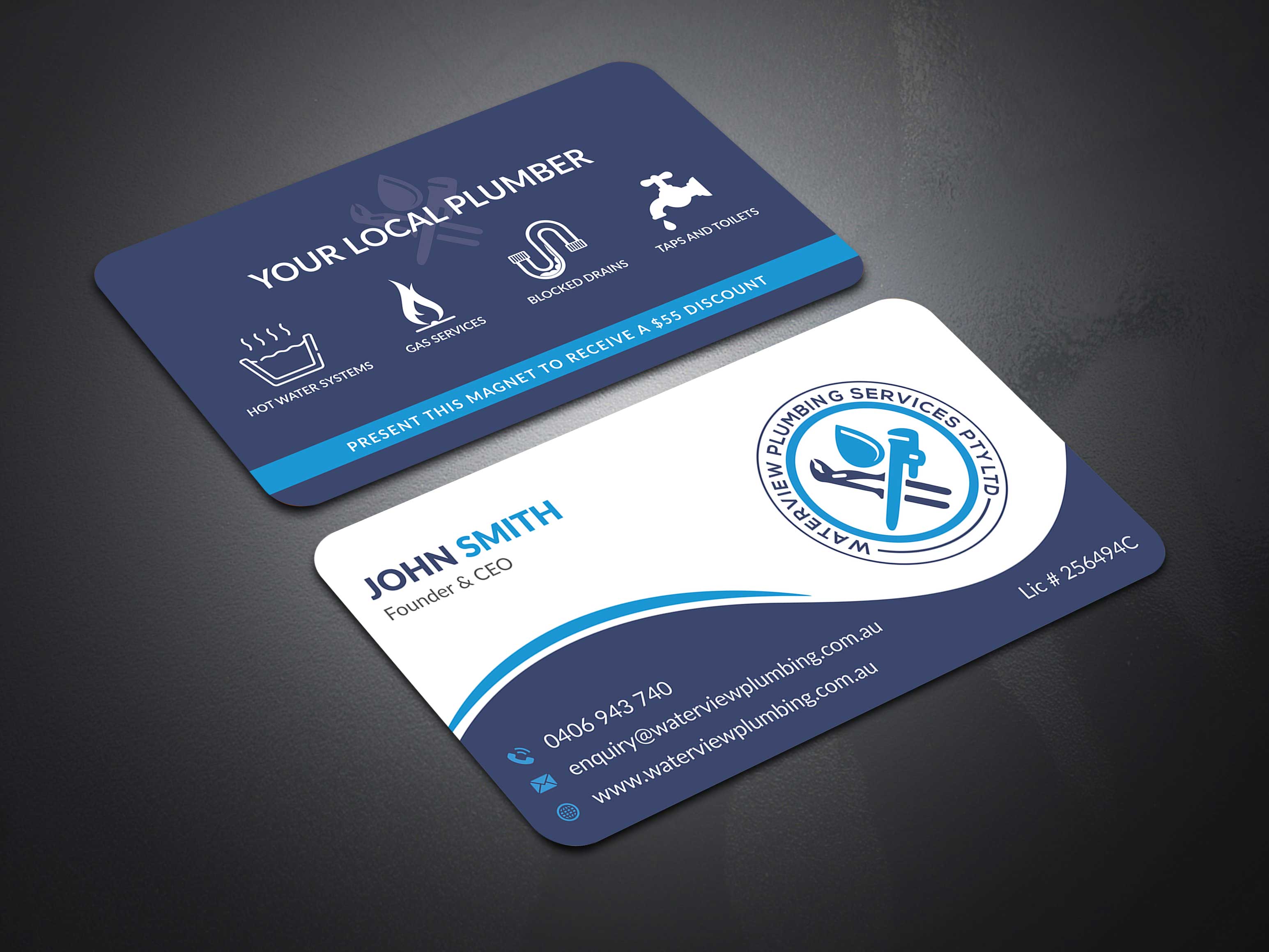 Business Card Design by Musa. A for waterview plumbing | Design #24095245