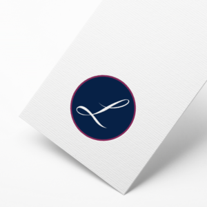 just the cursive letter L in a circle with a color ribbon around it | Logo Design by LeaAus