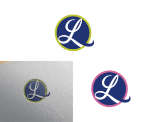 just the cursive letter L in a circle with a color ribbon around it | Logo Design by QuynhAnh