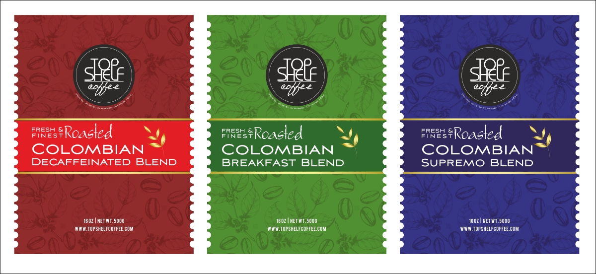 Label Design by Savitra for Top Shelf Coffee | Design #24149512