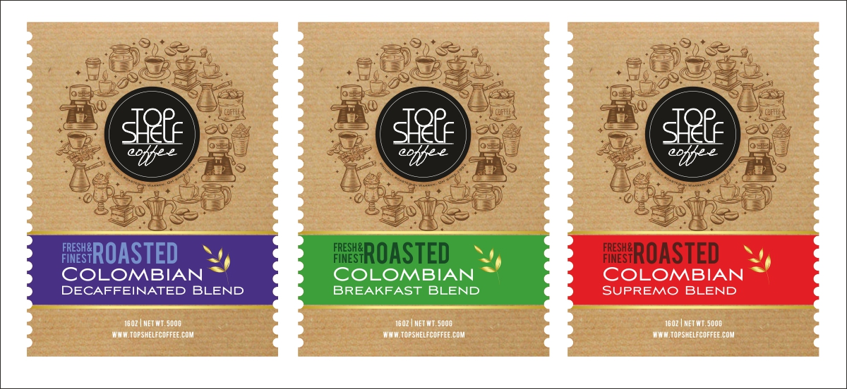 Label Design by Savitra for Top Shelf Coffee | Design #24158246