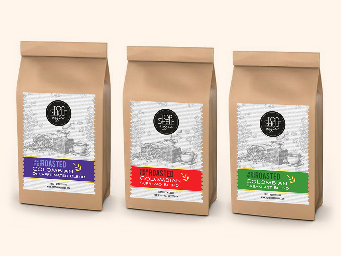 Label Design by Savitra for Top Shelf Coffee | Design #24184480