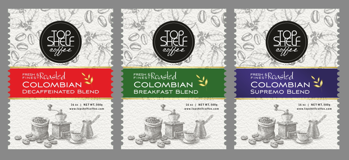 Label Design by Savitra for Top Shelf Coffee | Design #24185017