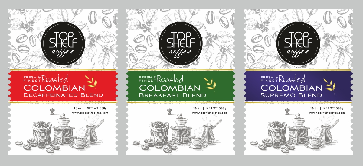 Label Design by Savitra for Top Shelf Coffee | Design #24185039