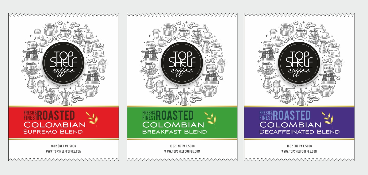 Label Design by Savitra for Top Shelf Coffee | Design #24185367
