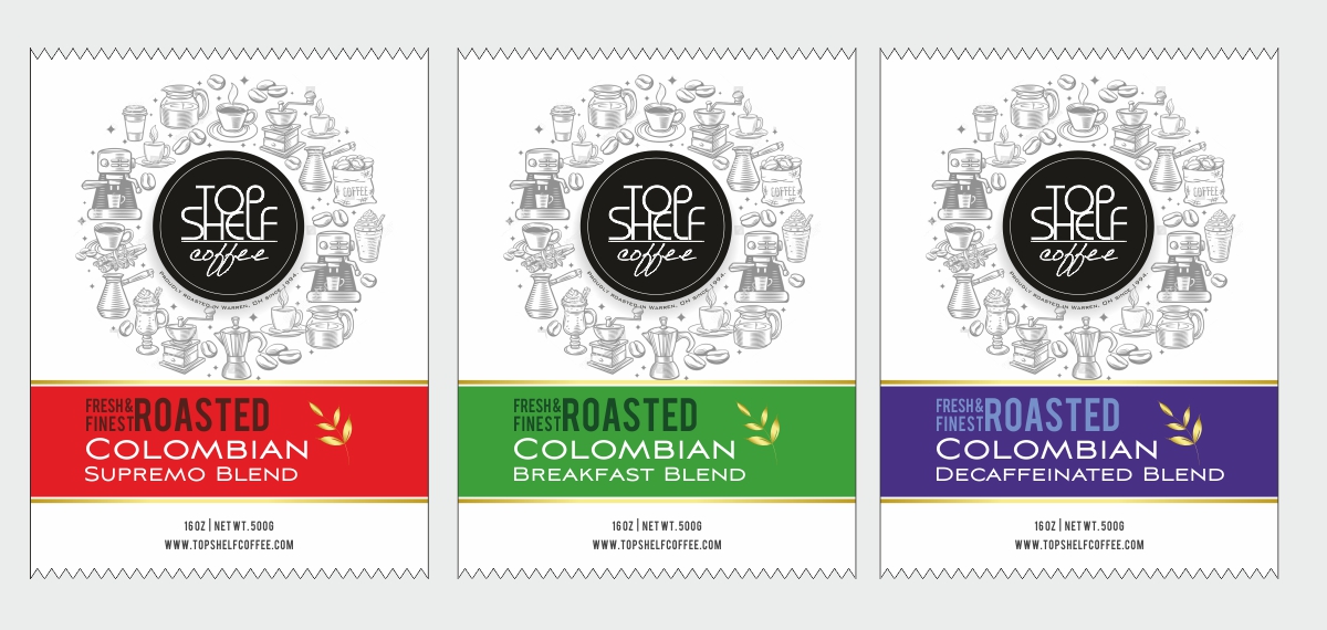 Label Design by Savitra for Top Shelf Coffee | Design #24185384