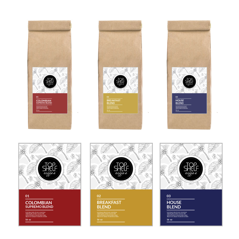 Bold Masculine Manufacturer Label Design For Top Shelf Coffee By