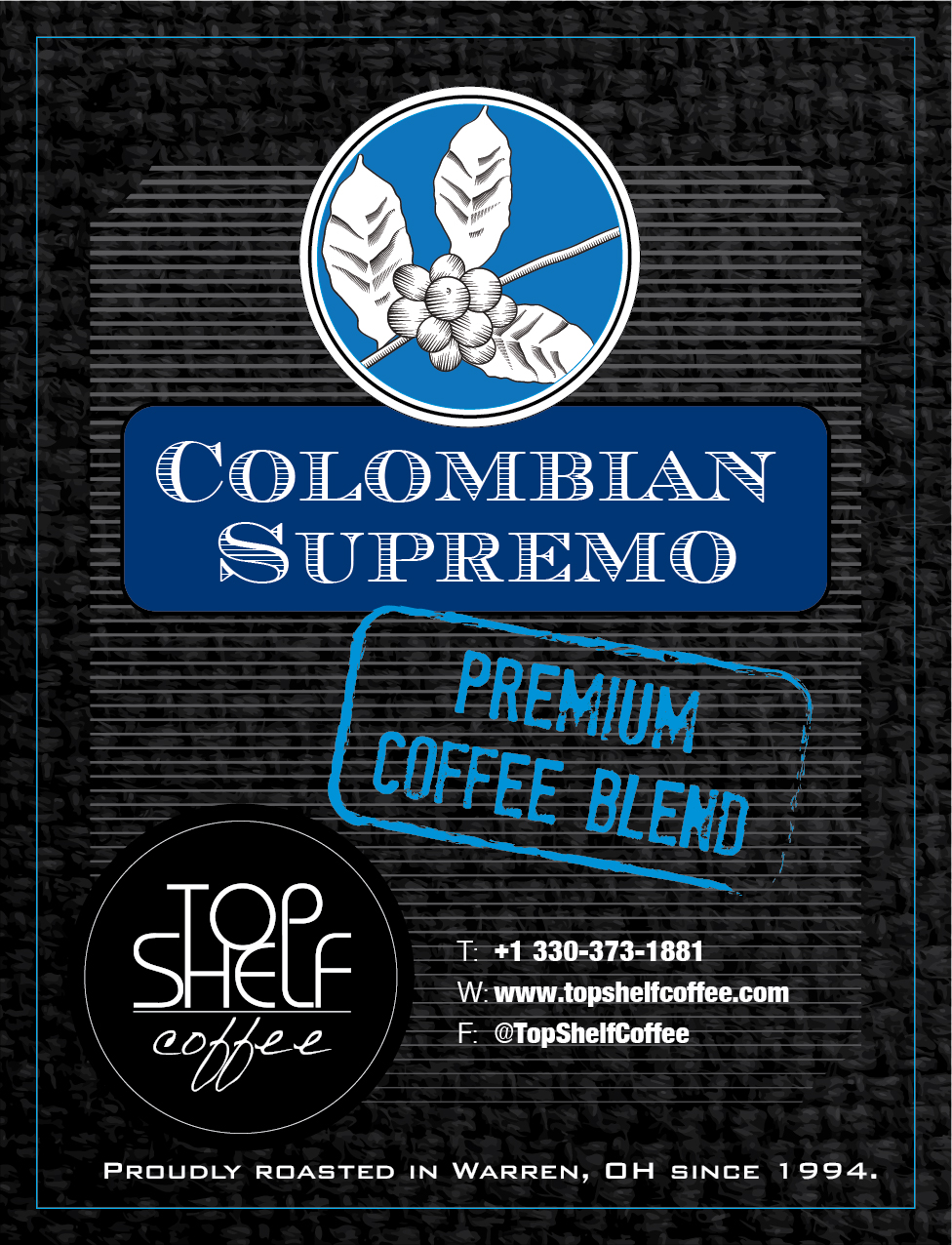 Etikett-Design von JustBrad für Top Shelf Coffee | Design #24186608