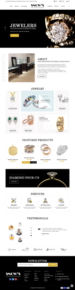 Snow's Jewelers website (www.snowsjewelers.com) | Web-Design von nzdesigners