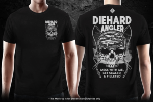 Male Diehard Angler T-shirt design | Diseño de Camiseta por gekgrfx