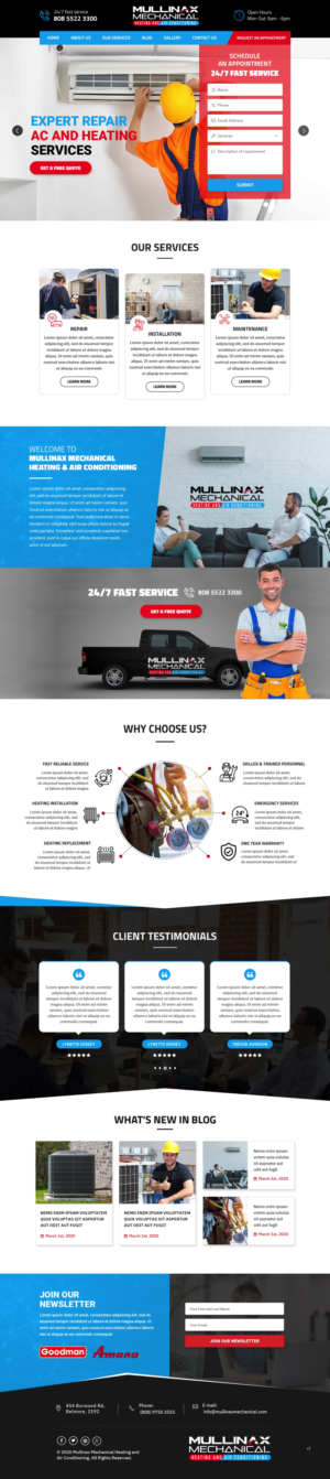 Web-Design von pb für Mullinax Mechanical Heating and Air Conditioning | Design: #24187984