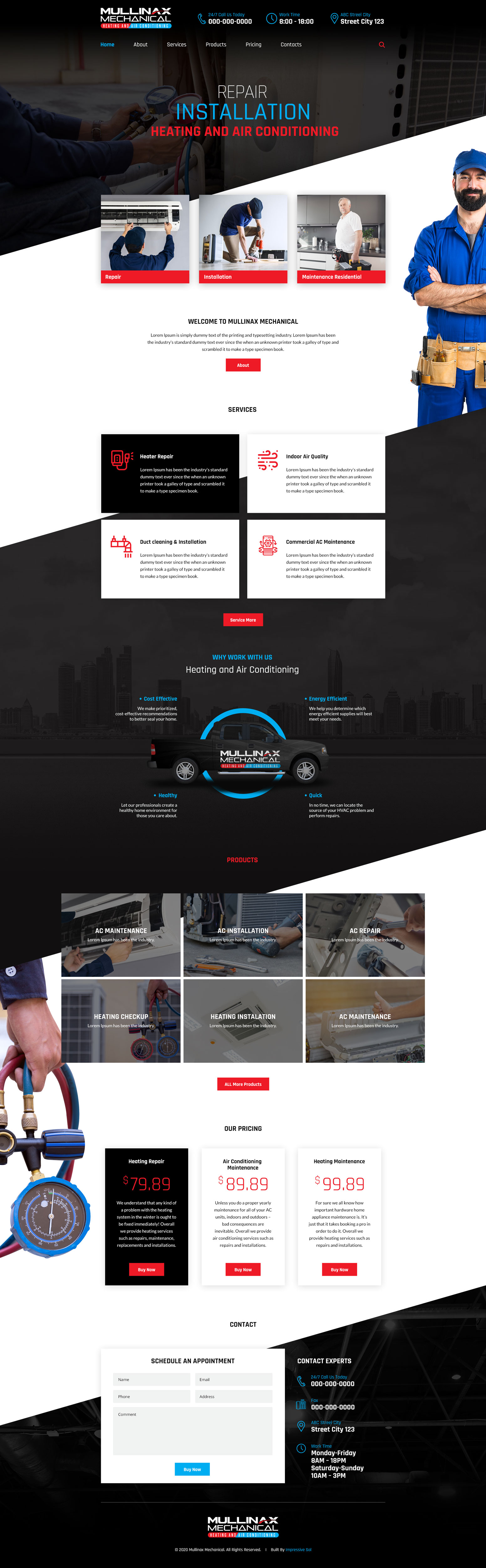 Web-Design von Impressive Sol für Mullinax Mechanical Heating and Air Conditioning | Design #24185840