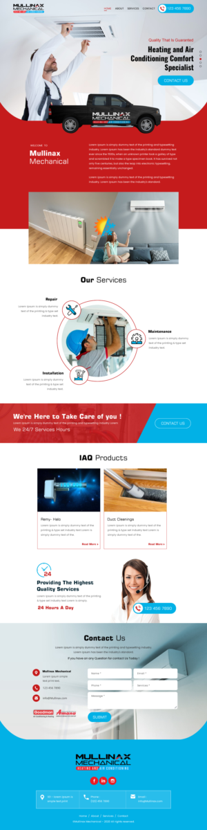 Web Design par rightway pour Mullinax Mechanical Heating and Air Conditioning | Design #24181063