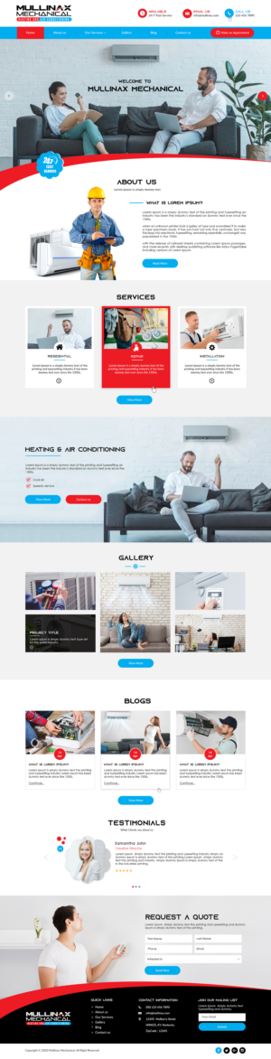 Web Design par bdesigner9 pour Mullinax Mechanical Heating and Air Conditioning | Design #24180141