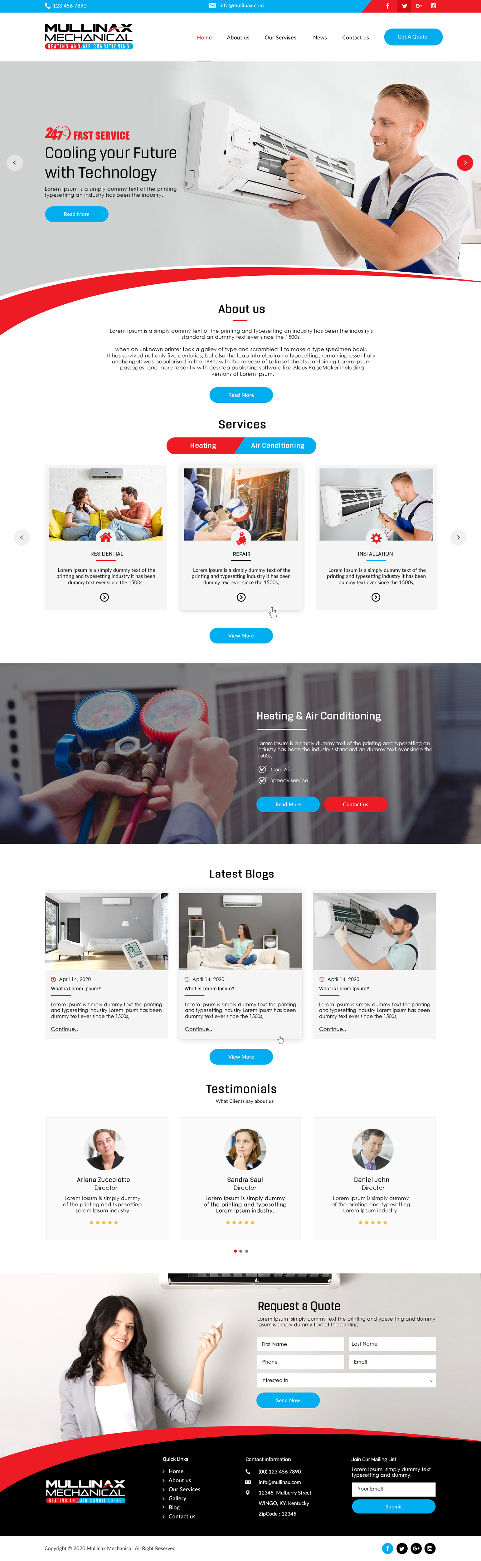 Web-Design von bdesigner9 für Mullinax Mechanical Heating and Air Conditioning | Design #24186436
