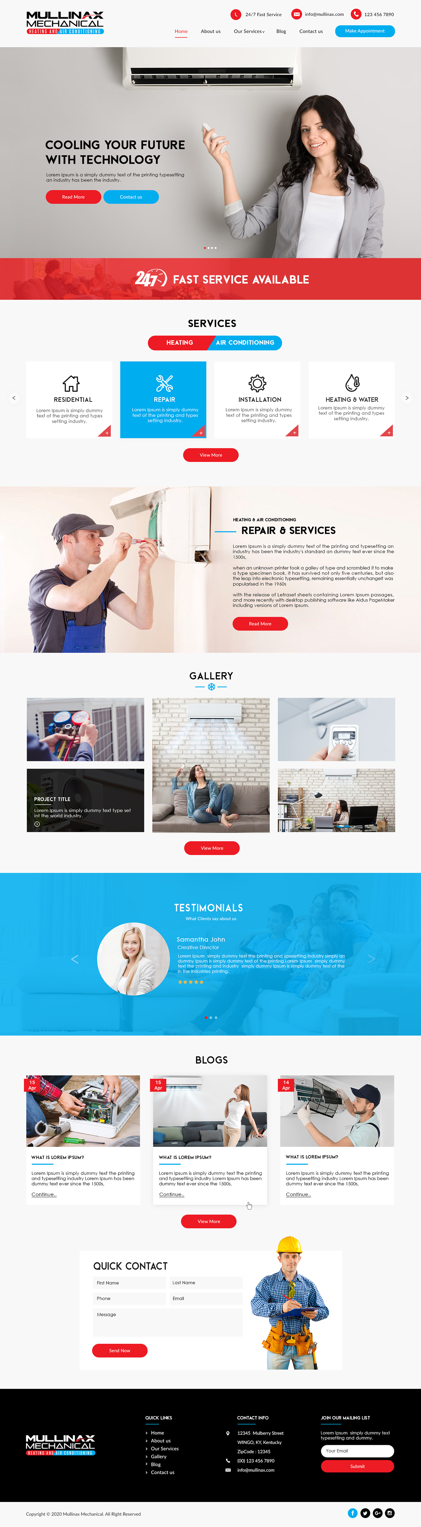 Web Design par bdesigner9 pour Mullinax Mechanical Heating and Air Conditioning | Design #24188162