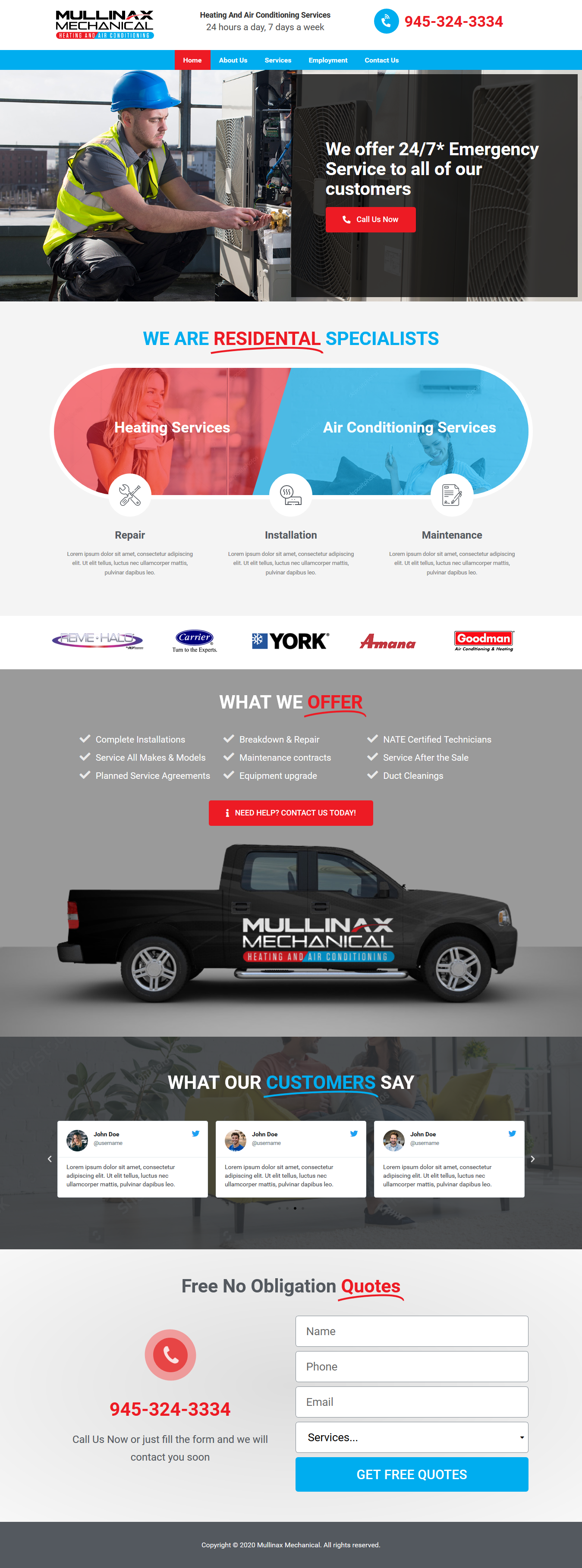 Web-Design von WP Cube für Mullinax Mechanical Heating and Air Conditioning | Design #24182968