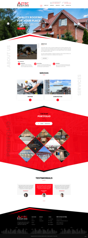 Diseño Web por pentaxial para Aztec Roofing & Construction LLC | Diseño #24199932