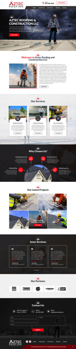 Diseño Web por pb para Aztec Roofing & Construction LLC | Diseño: #24200919