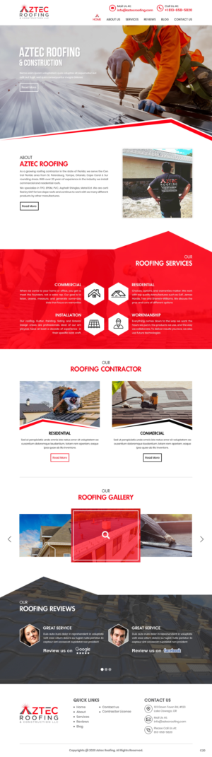 Diseño Web por pb para Aztec Roofing & Construction LLC | Diseño: #24200920
