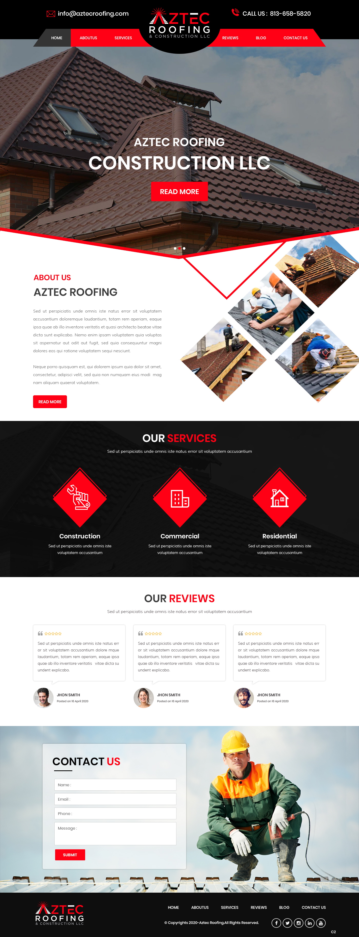 Web Design by pb for Aztec Roofing & Construction LLC | Design #24200922