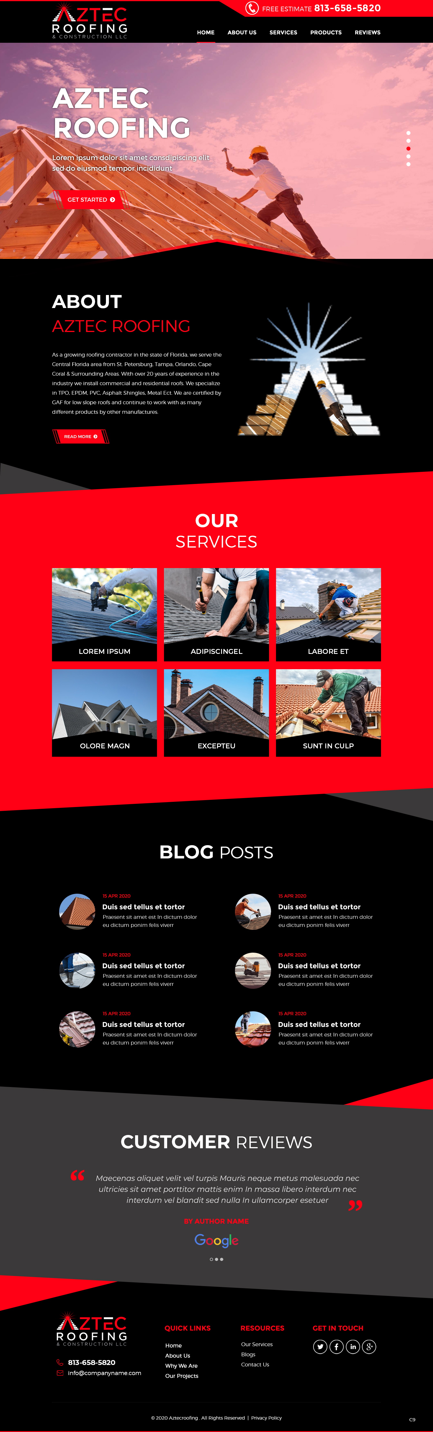 Web Design by pb for Aztec Roofing & Construction LLC | Design #24200923