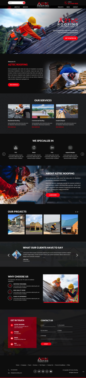 Diseño Web por pb para Aztec Roofing & Construction LLC | Diseño #24200953