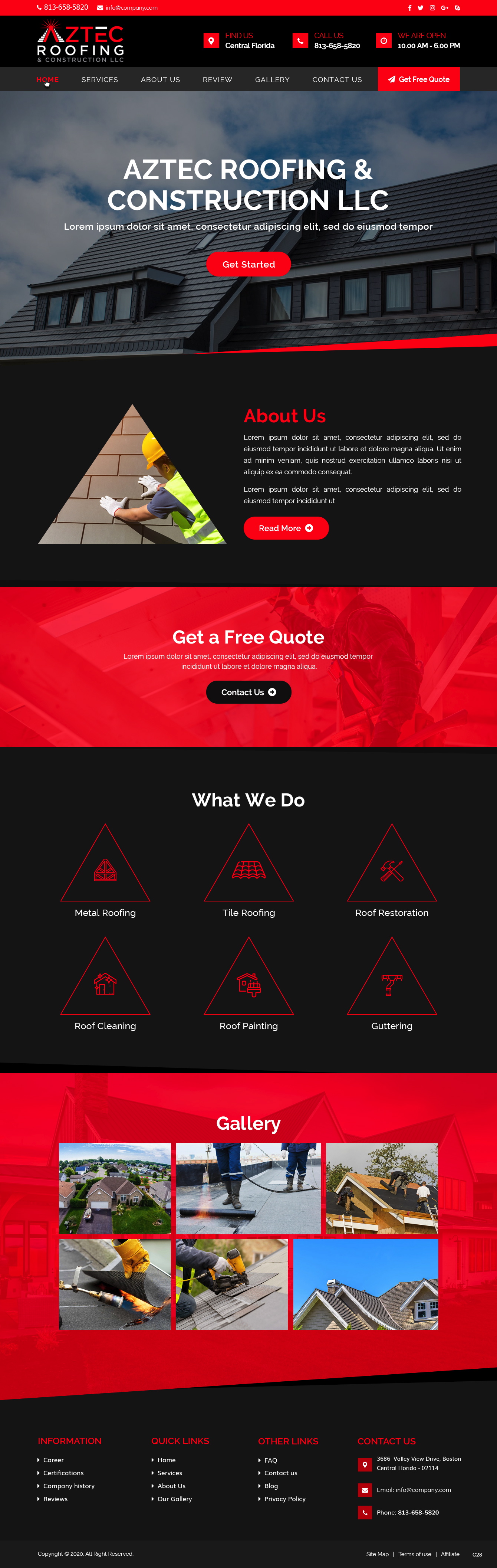Web Design by pb for Aztec Roofing & Construction LLC | Design #24200954
