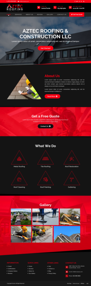 Diseño Web por pb para Aztec Roofing & Construction LLC | Diseño: #24200954