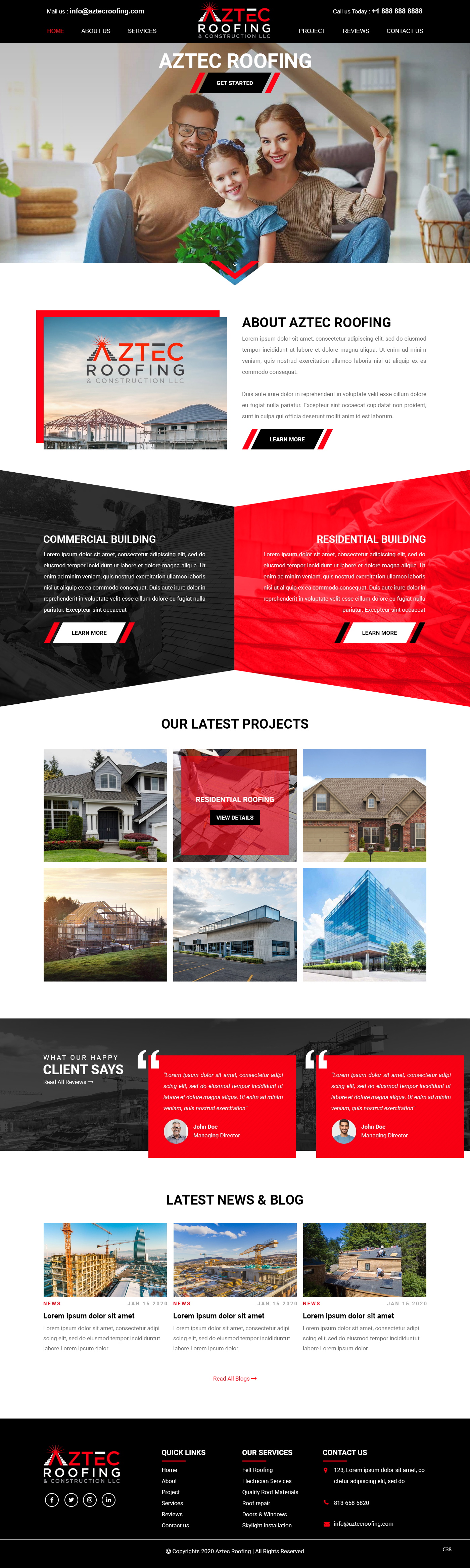 Diseño Web por pb para Aztec Roofing & Construction LLC | Diseño #24200955