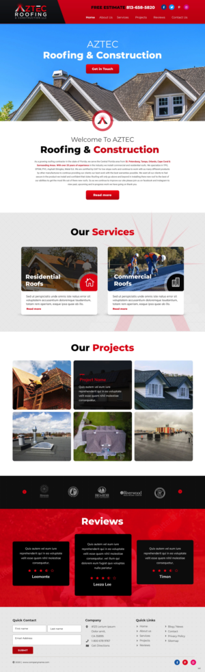 Diseño Web por pb para Aztec Roofing & Construction LLC | Diseño: #24200964