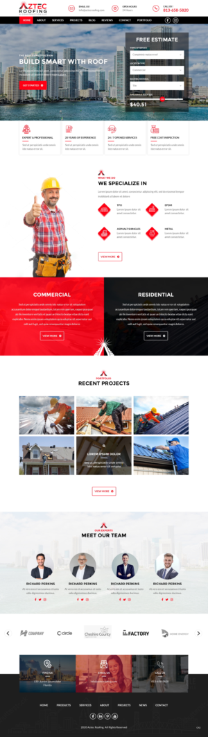Diseño Web por pb para Aztec Roofing & Construction LLC | Diseño: #24200965