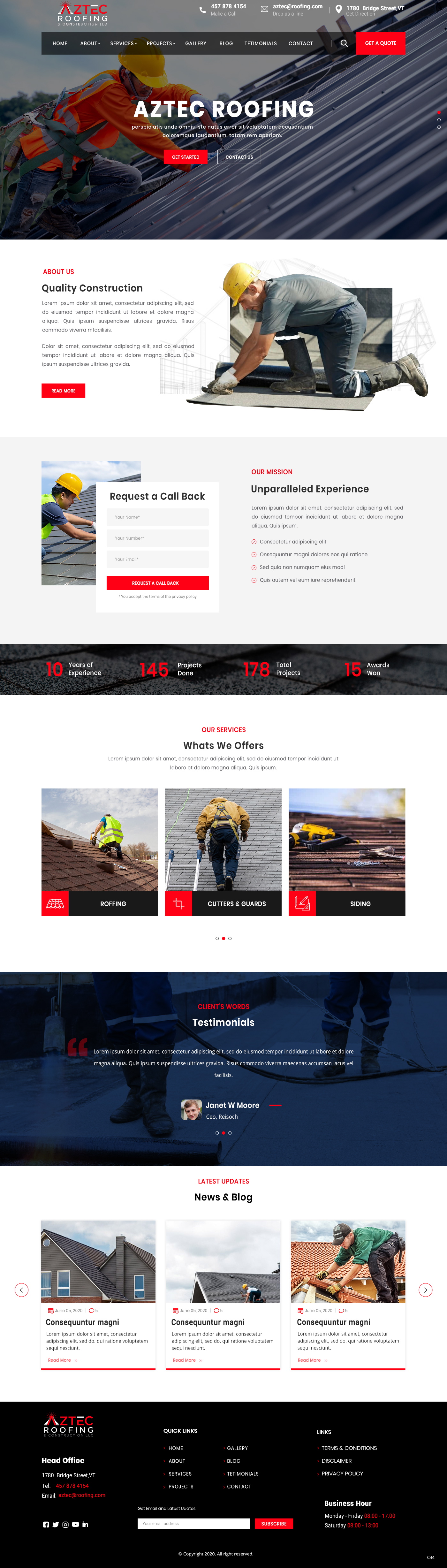 Web Design by pb for Aztec Roofing & Construction LLC | Design #24200967