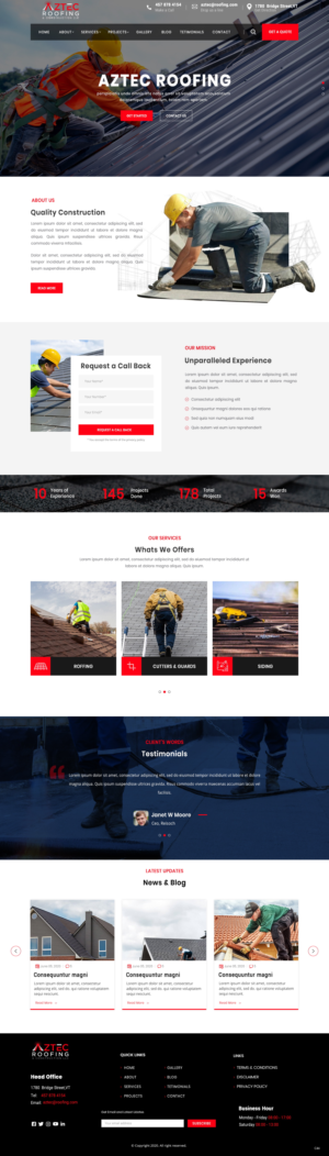 Diseño Web por pb para Aztec Roofing & Construction LLC | Diseño: #24200967