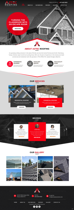Diseño Web por pb para Aztec Roofing & Construction LLC | Diseño: #24200974