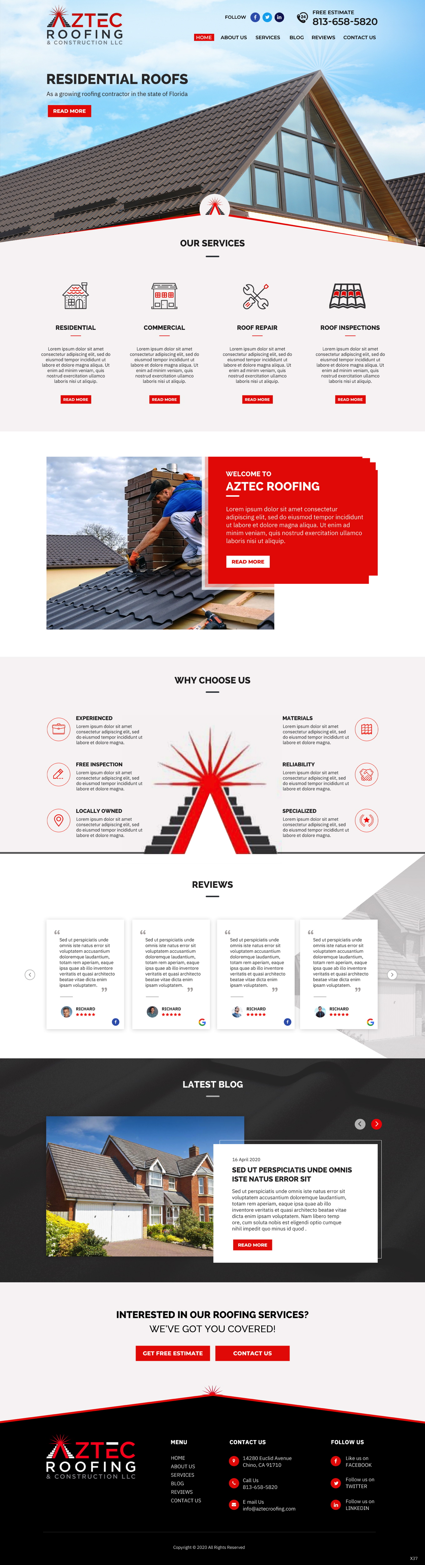 Web Design by pb for Aztec Roofing & Construction LLC | Design #24200975