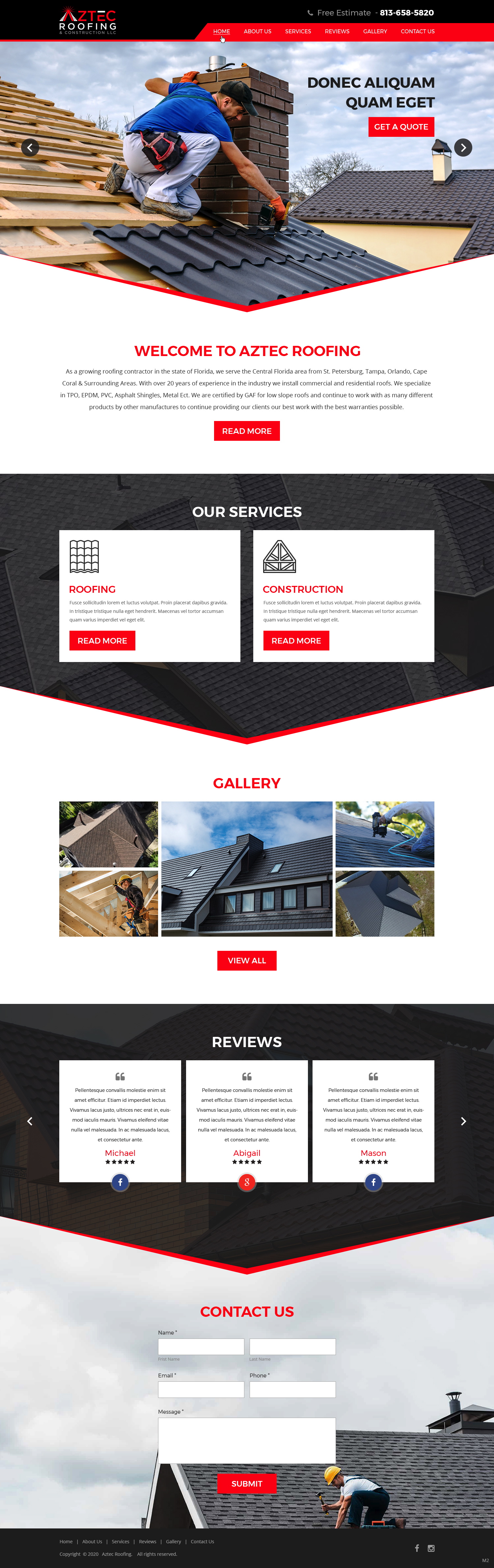 Web Design by pb for Aztec Roofing & Construction LLC | Design #24200977
