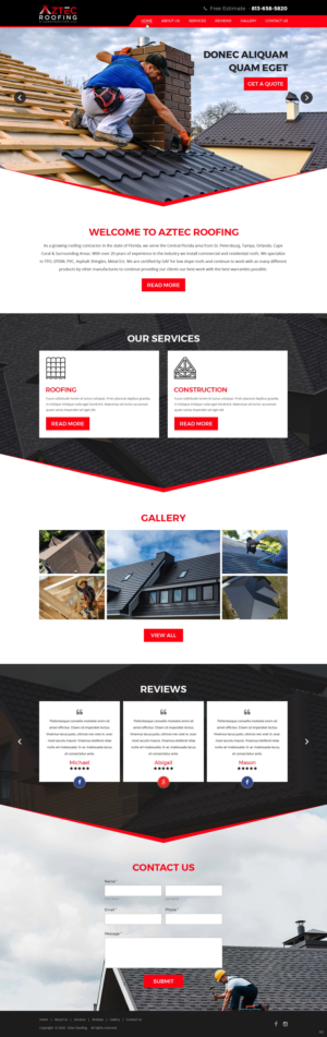 Diseño Web por pb para Aztec Roofing & Construction LLC | Diseño: #24200977
