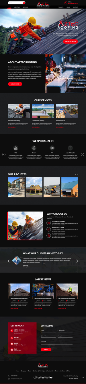 Diseño Web por pb para Aztec Roofing & Construction LLC | Diseño: #24213298