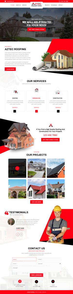 Diseño Web por rightway para Aztec Roofing & Construction LLC | Diseño #24201269